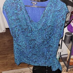 Apt. 9 Women's Vibrant Blue Patterned Blouse